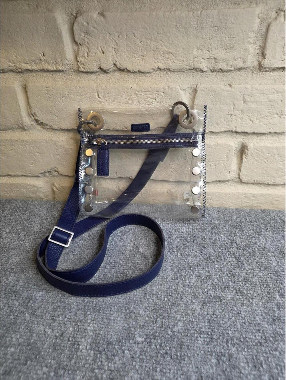 HAMMITT Tony Clear Crossbody Bag Purple Blue Trim Jelly Stadium